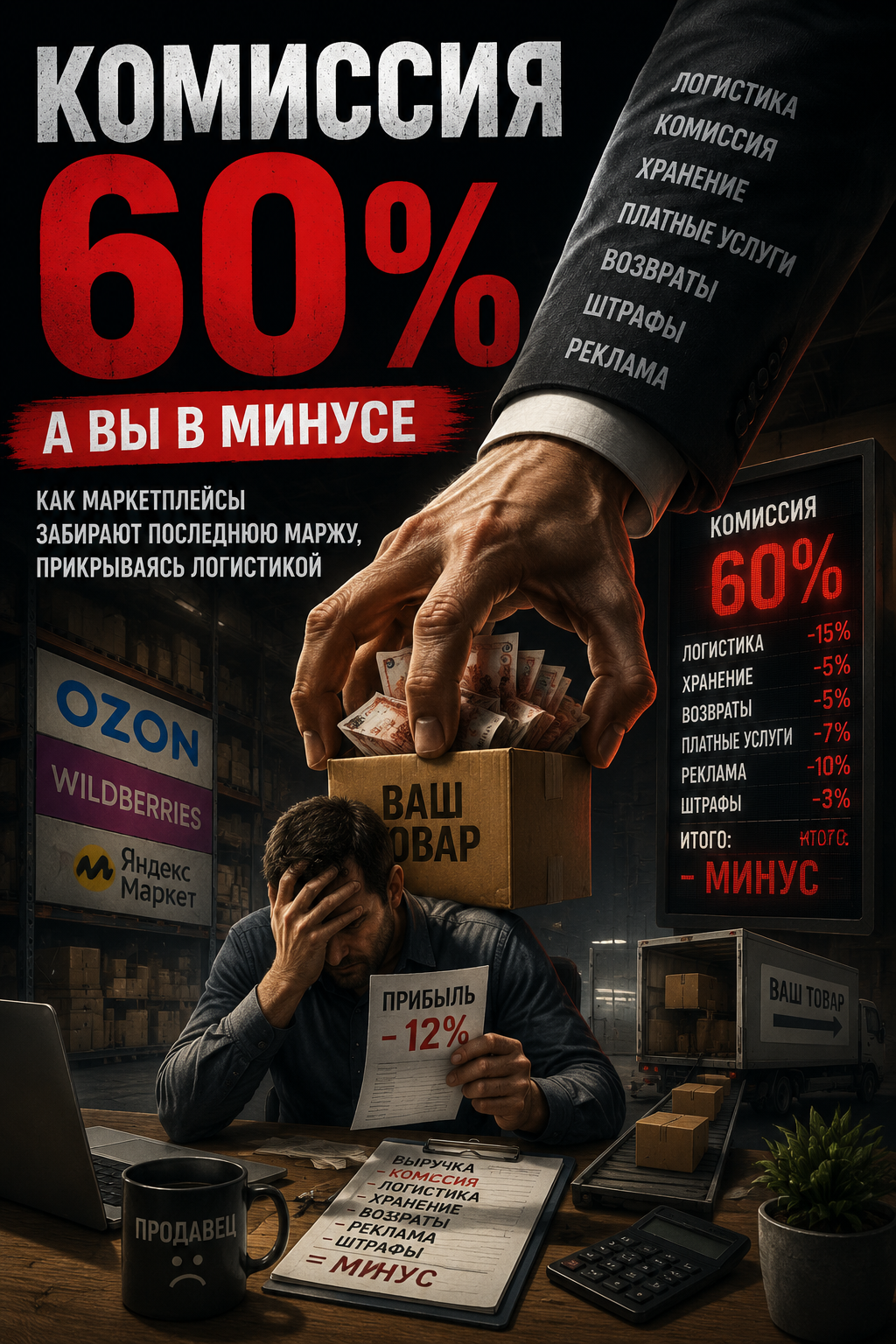 «Комиссия 60%, а вы в минусе». Как маркетплейсы забирают последнюю маржу, прикрываясь логистикой