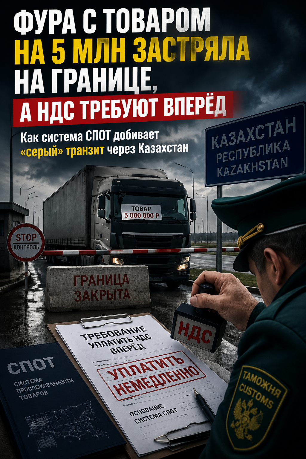 «Фура с товаром на 5 млн застряла на границе, а НДС требуют вперёд». Как система СПОТ добивает «серый» транзит через Казахстан